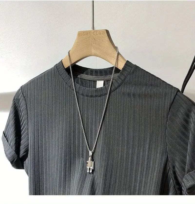 Men's Clothing  Silk Quick Dry Short Sleeve T-Shirt