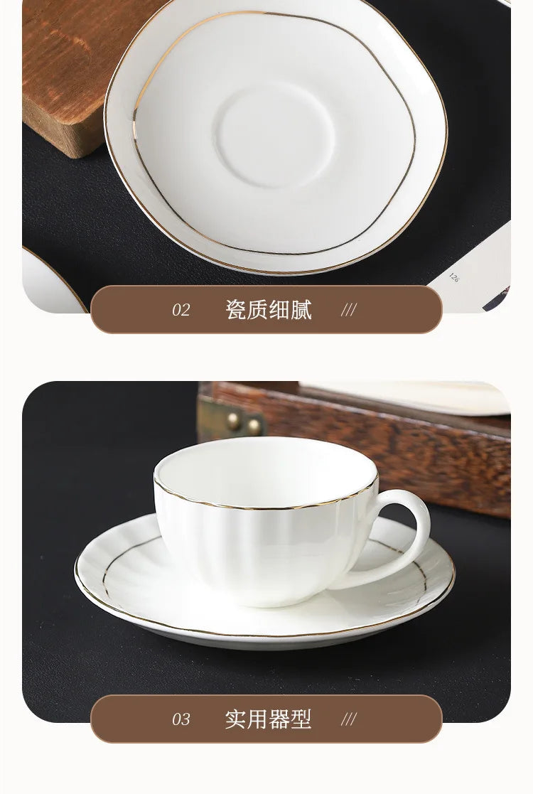 mug Bone china gold edged coffee cup set luxury