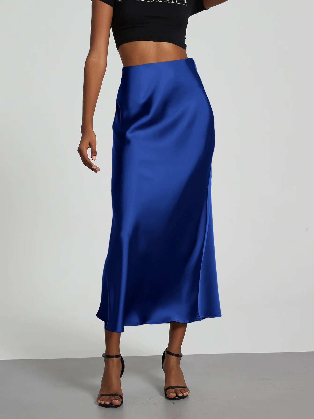 21 Colors Elegant High Waist Satin Long Skirts