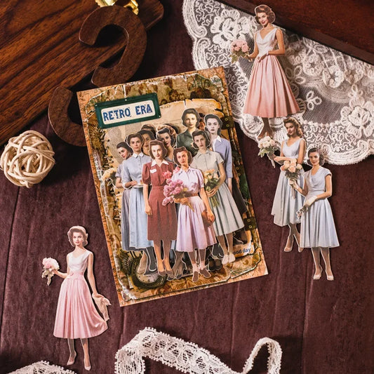 Mr. Paper, Retro Character Hard Card Stickers, Decorative Scrapbook Notebook