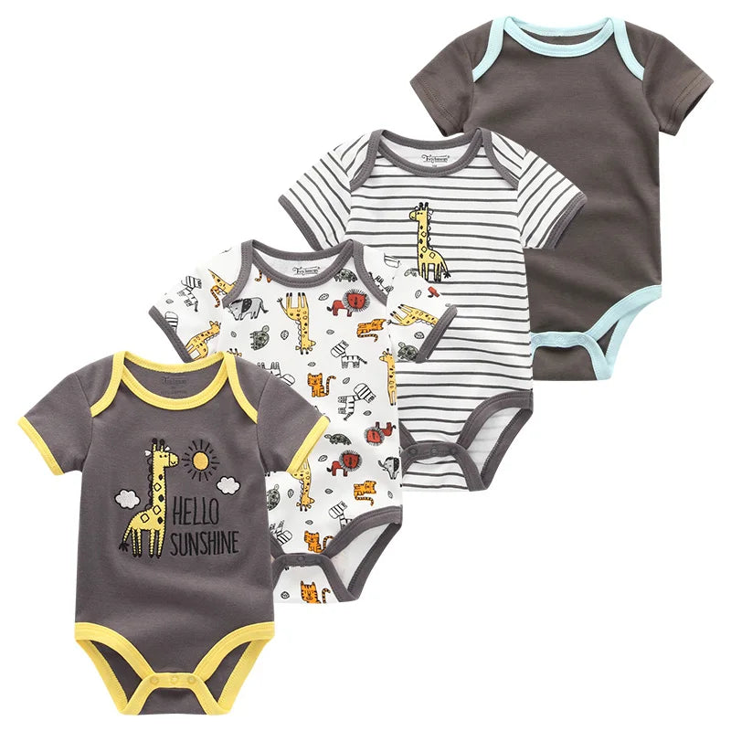 1/4Pcs Newborn Bodysuit Baby Short Sleeve  0-1Y