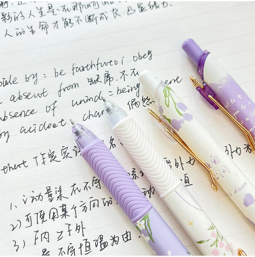 Gel Pen Quick-Drying Retractable 0.5mm Black Ink Pens Writing Stationery