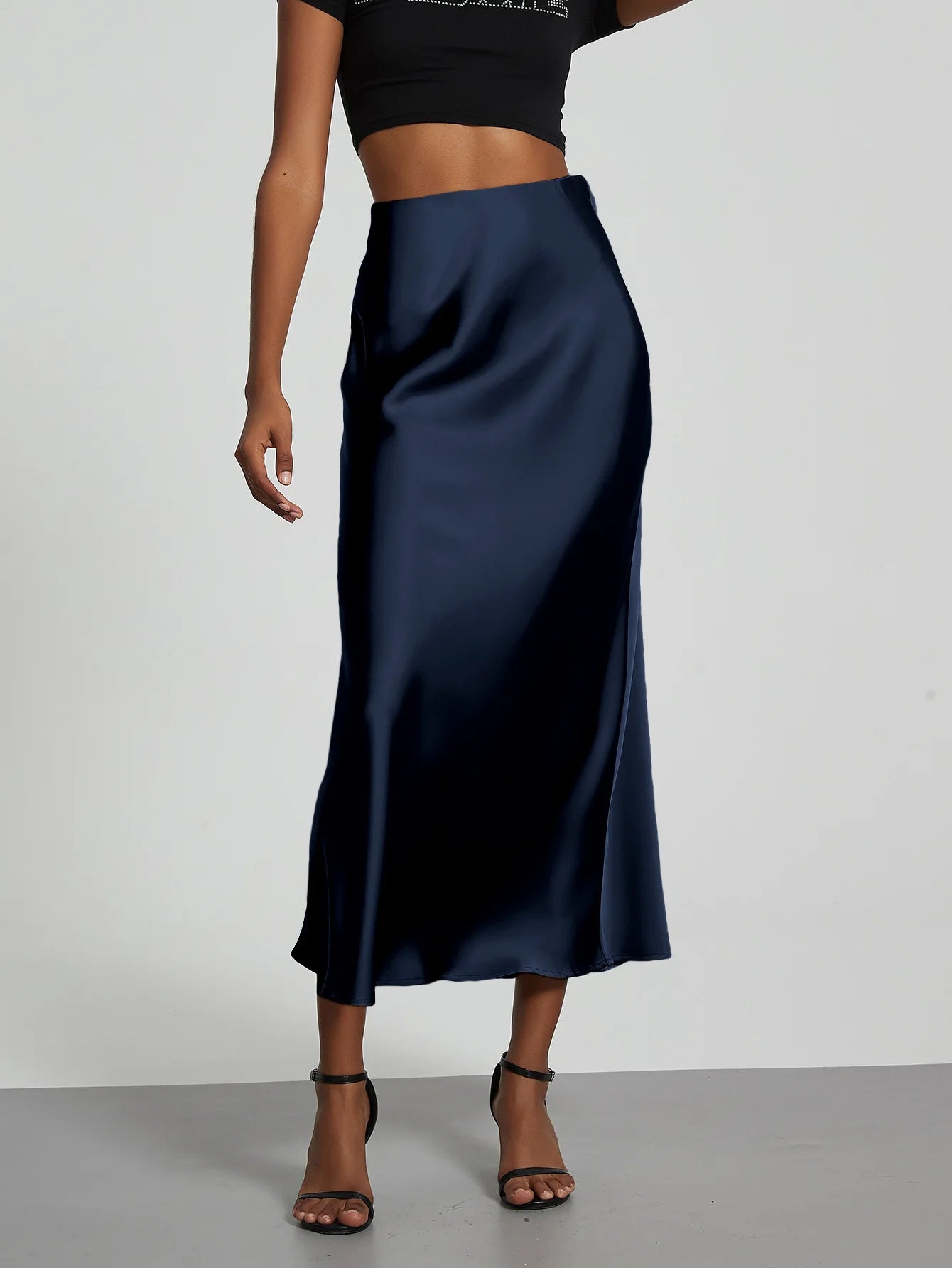 21 Colors Elegant High Waist Satin Long Skirts