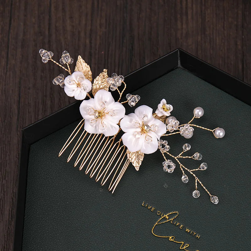 Wedding Hair Accessories Flower Hair Clips Hairpin Crystal Bride Headdress