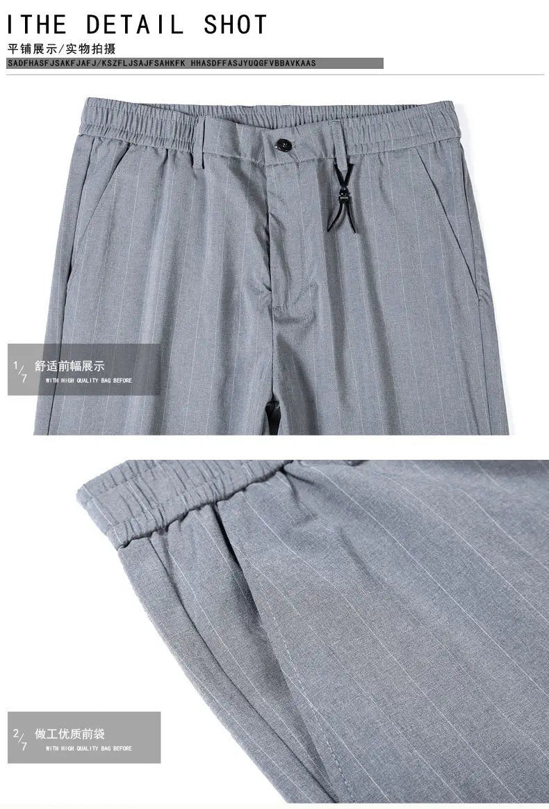 Spring Summer Men Thin Striped Business Suits Pants Streetwear