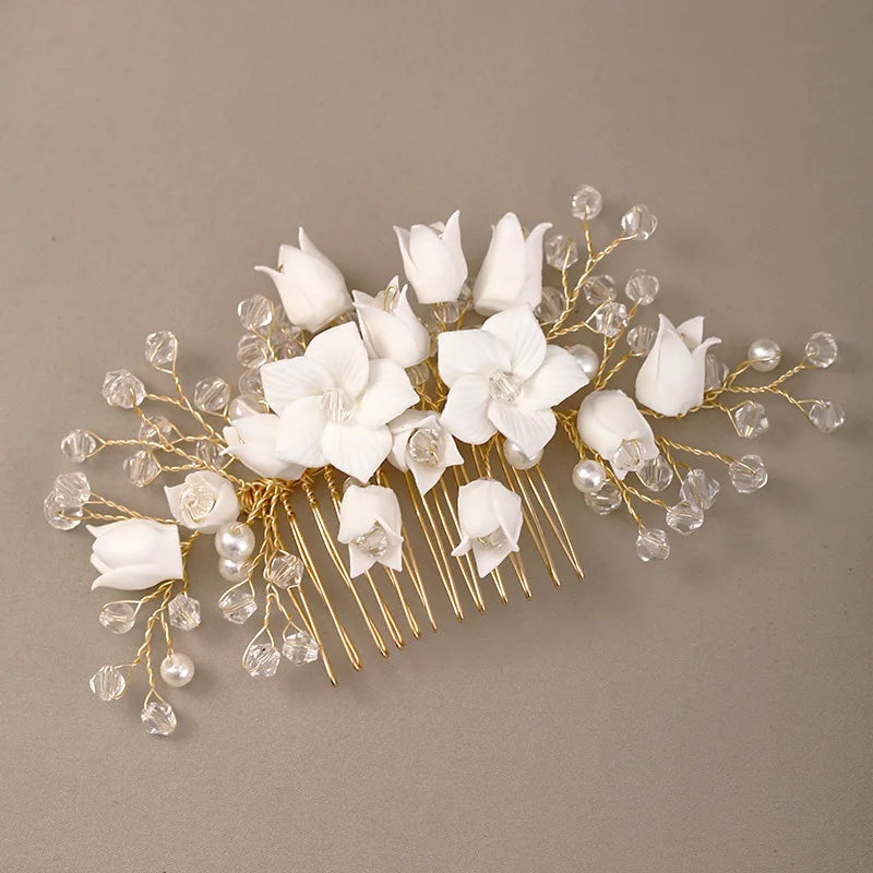 Wedding Hair Accessories Flower Hair Clips Hairpin Crystal Bride Headdress