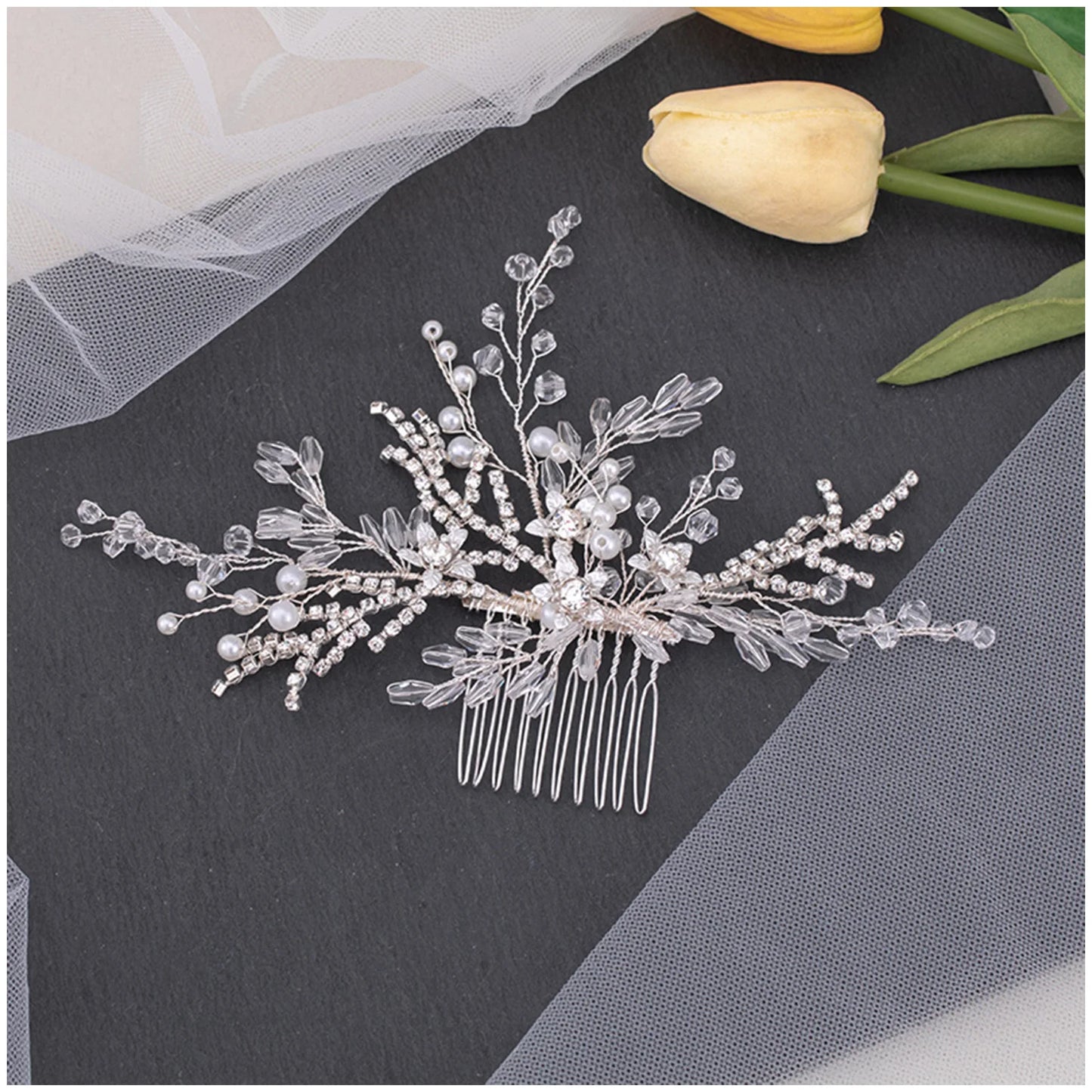 Wedding Hair Accessories Flower Hair Clips Hairpin Crystal Bride Headdress