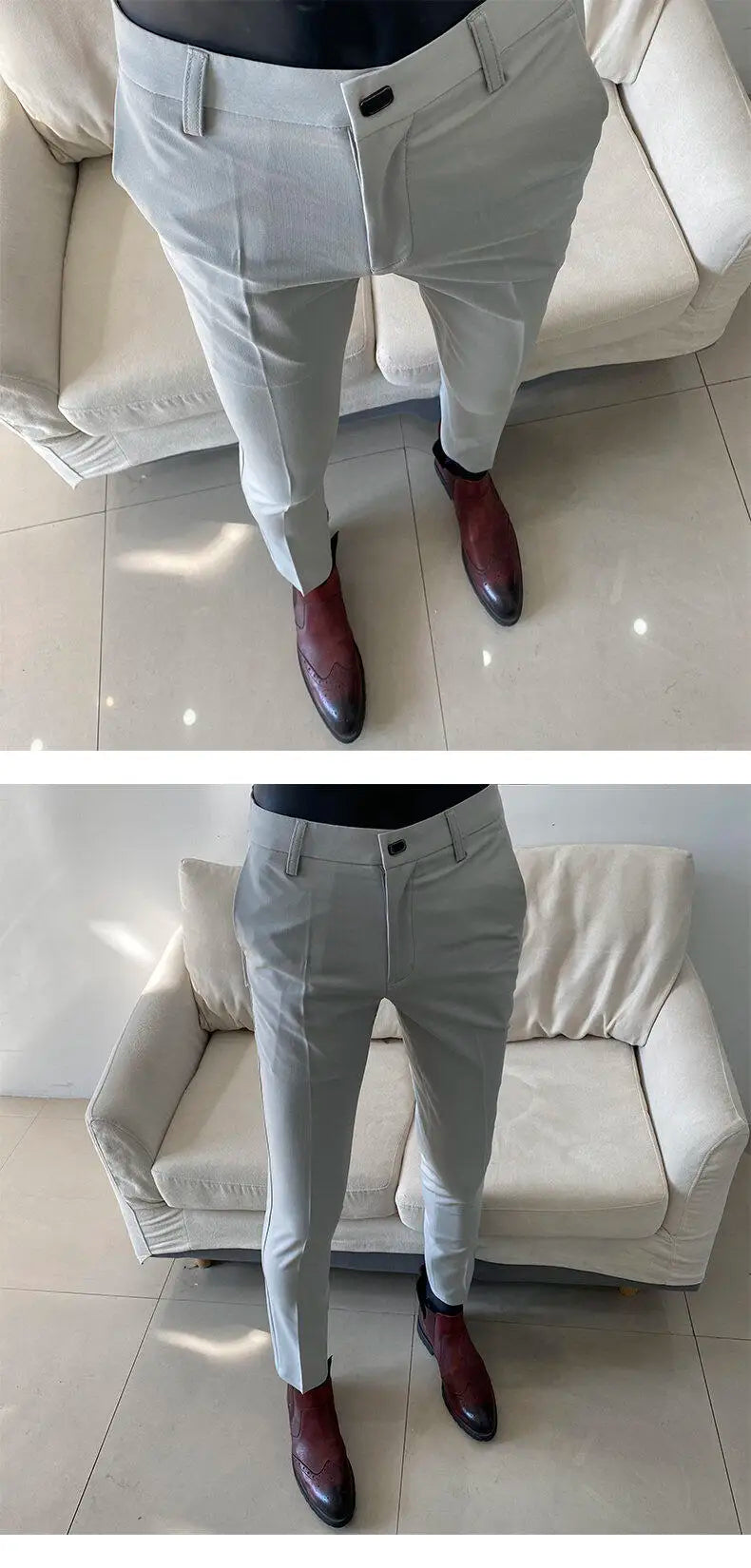 Men Dress Pants Thin Suit Pants Stretch Slim Formal Trousers
