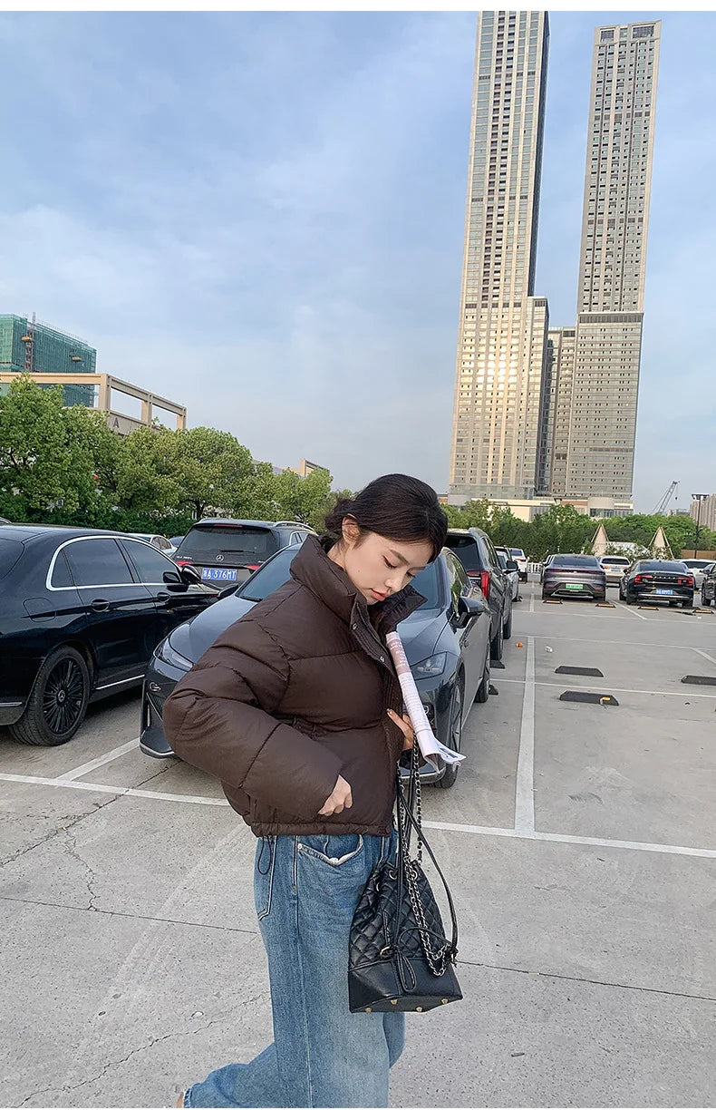 Coat Zipper Puffer Jacket Korean Fashion Cotton-padded Jacket