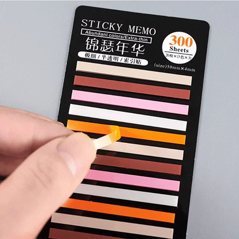 Rainbow Long Index Stickers 300 Sheets Fluorescent PET Waterproof Color