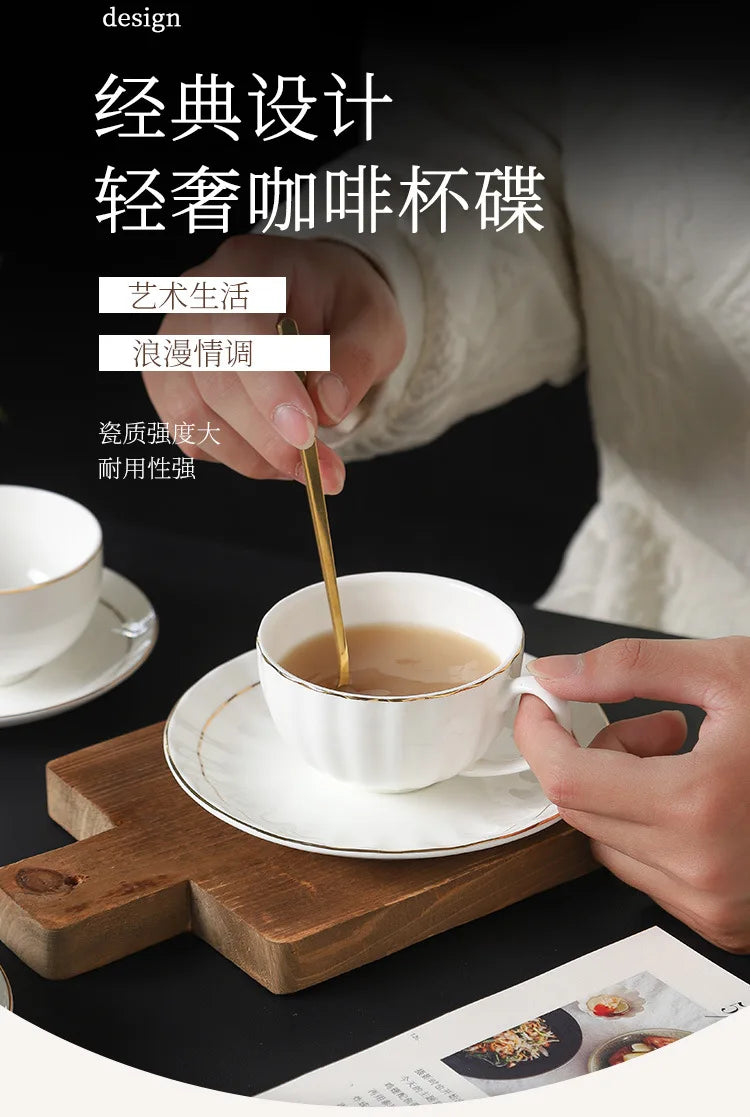 mug Bone china gold edged coffee cup set luxury