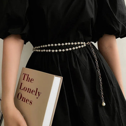 Summer Clothes Accessories Tassel Imitation Pearl Belt for Women Vintage