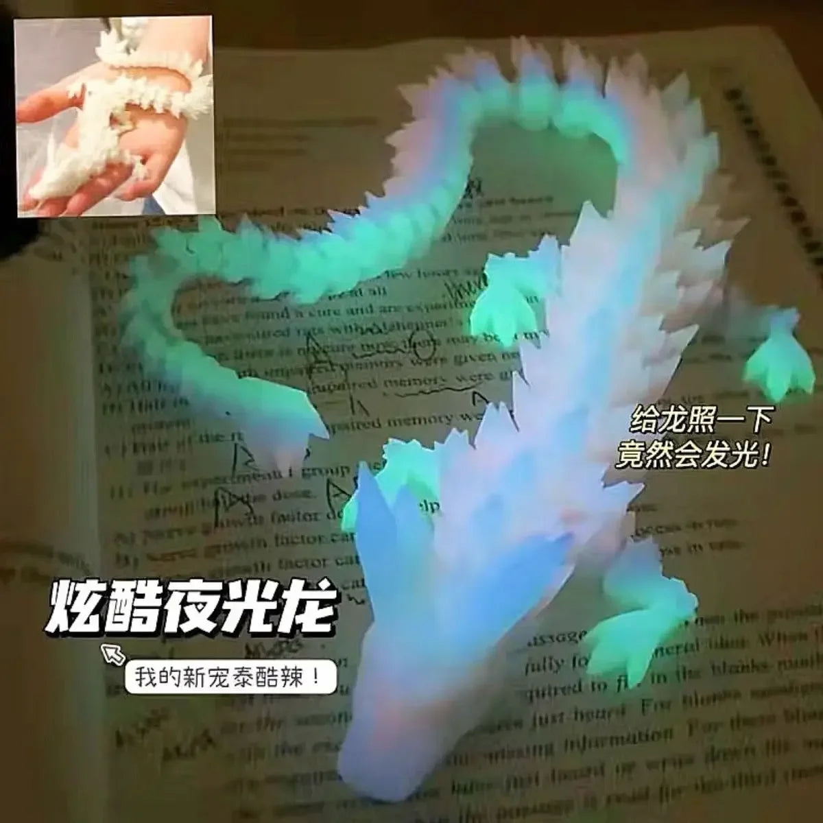 Luminous 3D Printed Dragon Glow in the Dark Flying Dragon Egg Rotatable