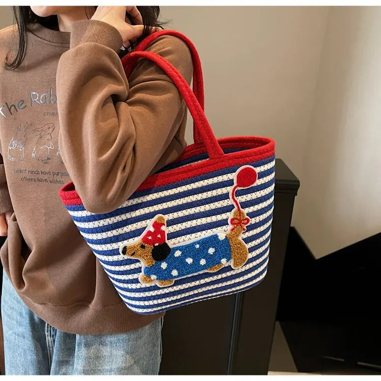 Cartoon Small Basket Bag for Girls Children Outdoor Picnic Single oulder