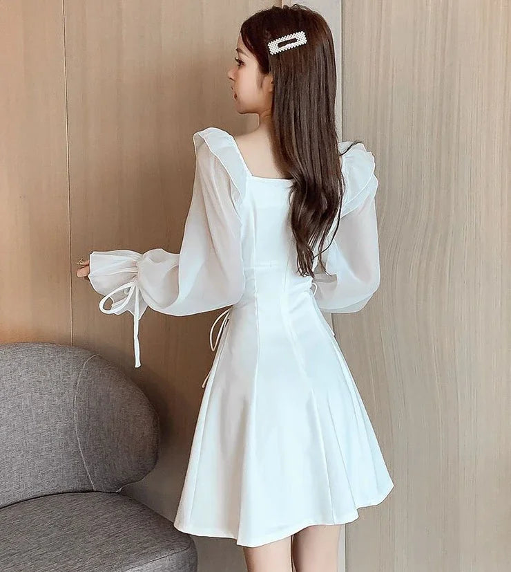 Silk Satin Chiffon Dress Sexy Black