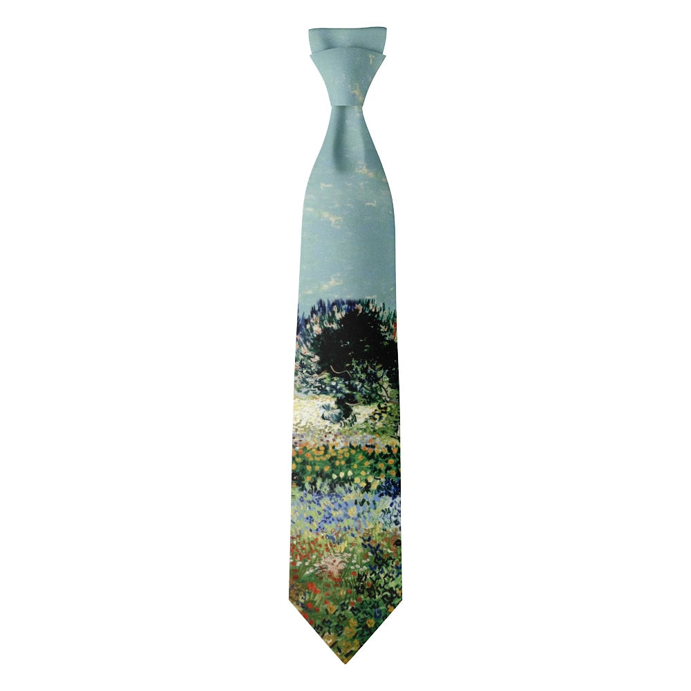 Famous Oil Painting Printed Tie Adult 8cm Wide Narrow Polyester