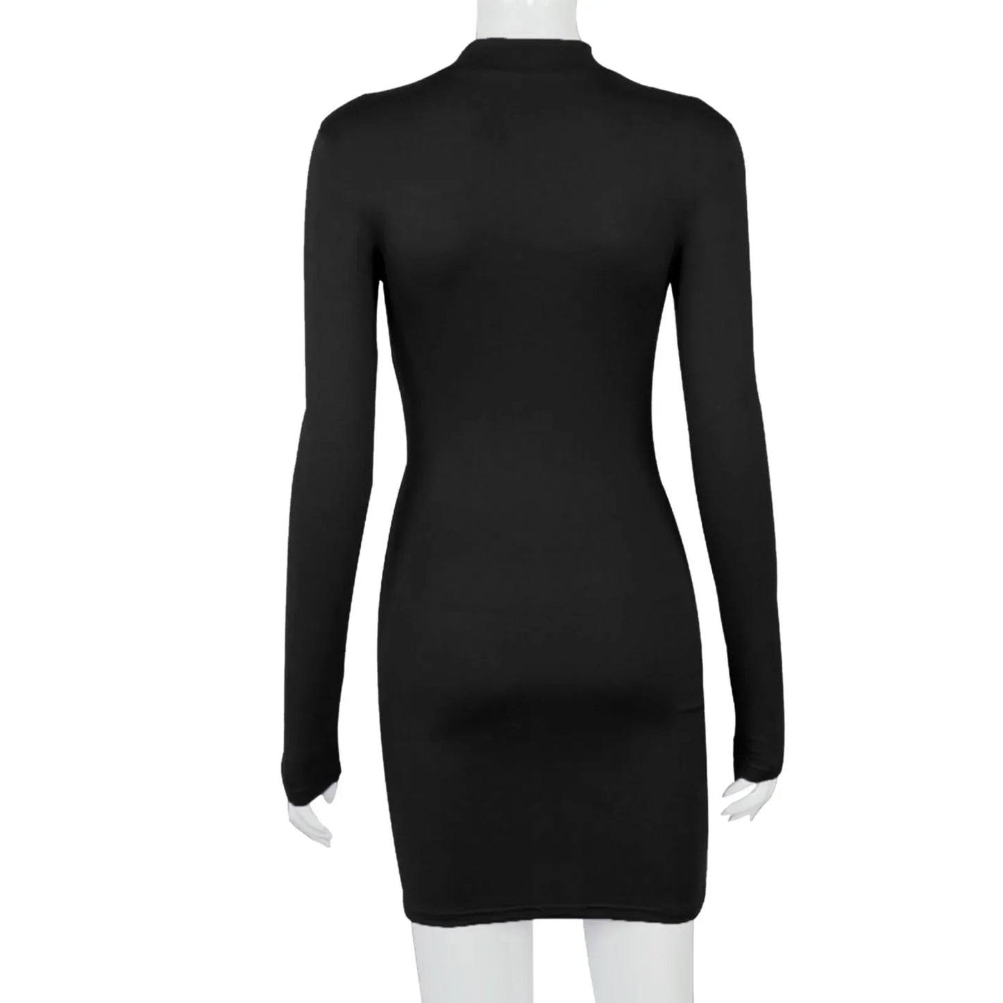 Dress Long Sleeve Solid Color Drawstring O-Neck