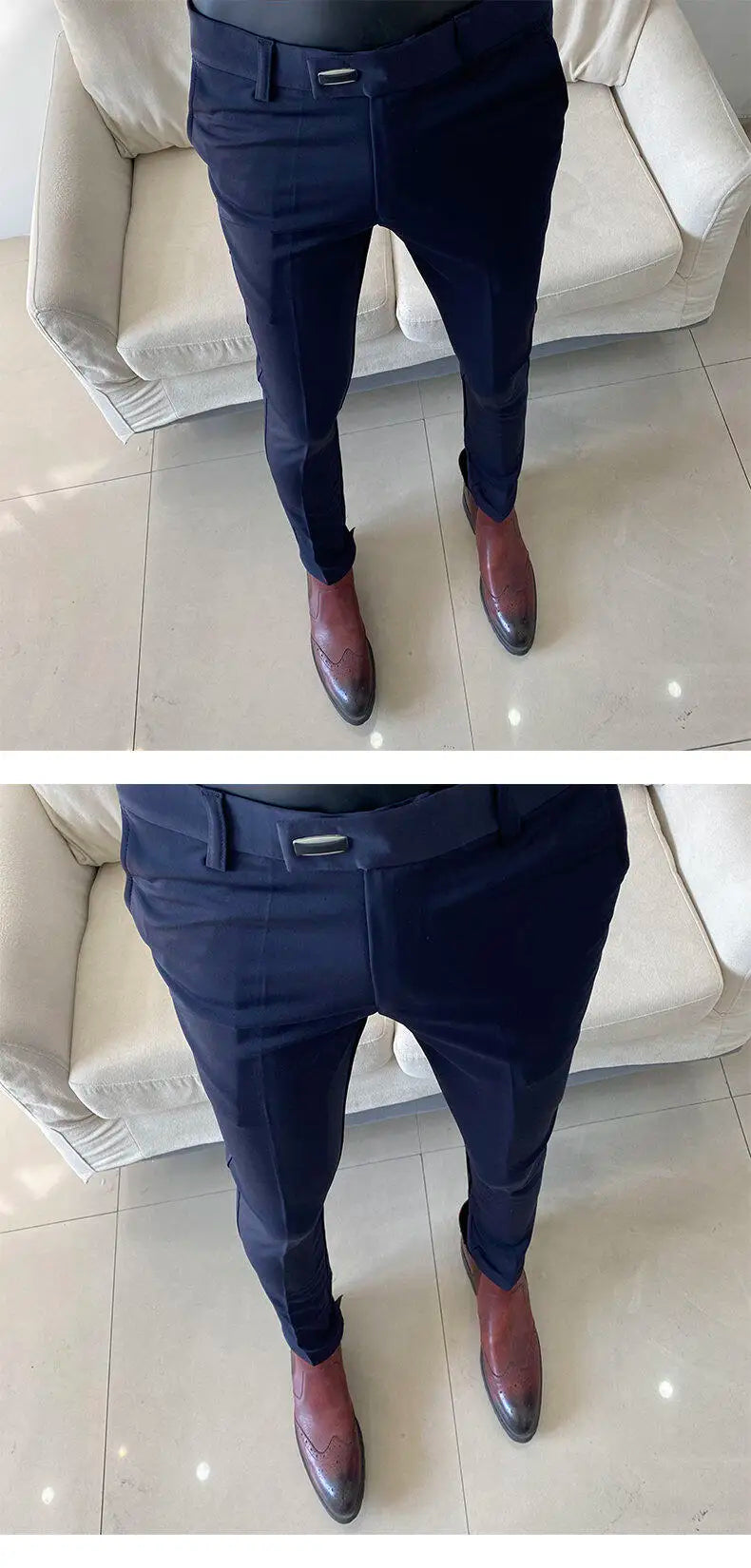 Suit Pants Solid Business Casual Straight Slim Fit Trouser Formal Pantalones