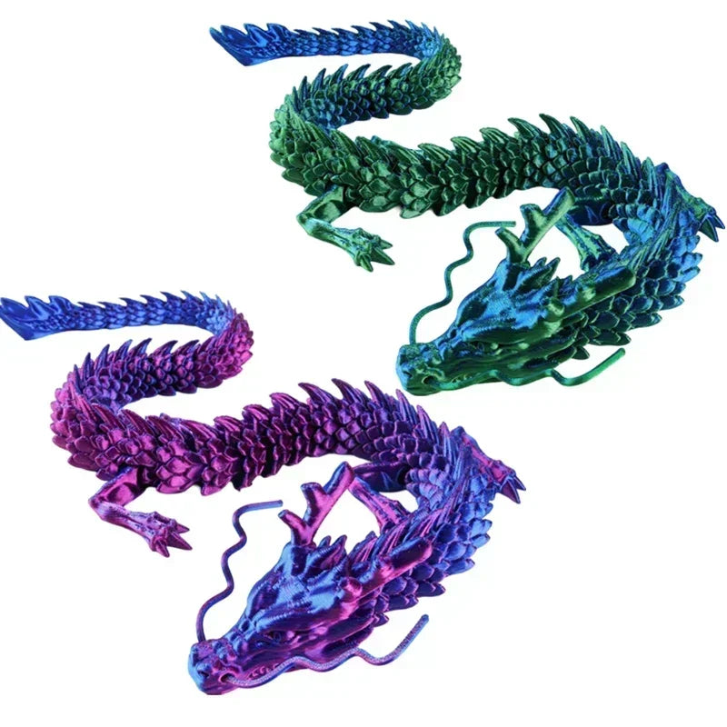 3D Printed Dragon Ornaments Luminous Chinese Long Flexible Articulated