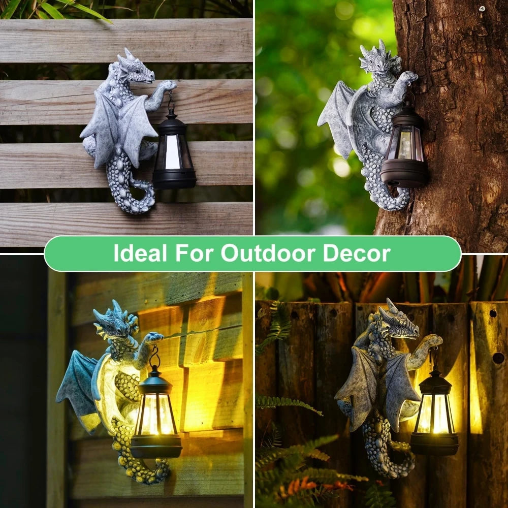 Dragon Tree Hugger Solar Lantern Garden Statue Resin Dragon Decor for Outdoor Perfect Garden Gift Yard Decor
