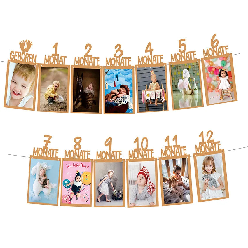 Baby 1st Birthday 12 Months Photo Frame Banner