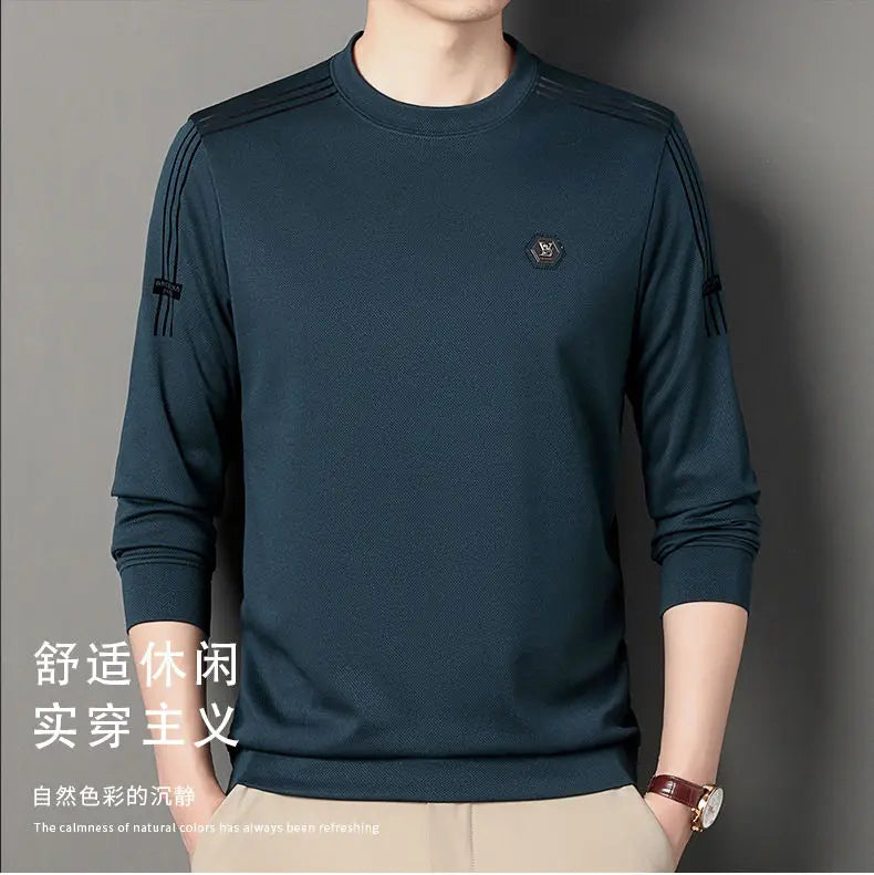 Fashion Male Clothes New Basic Striped Long Sleeve T-Shirt Spring