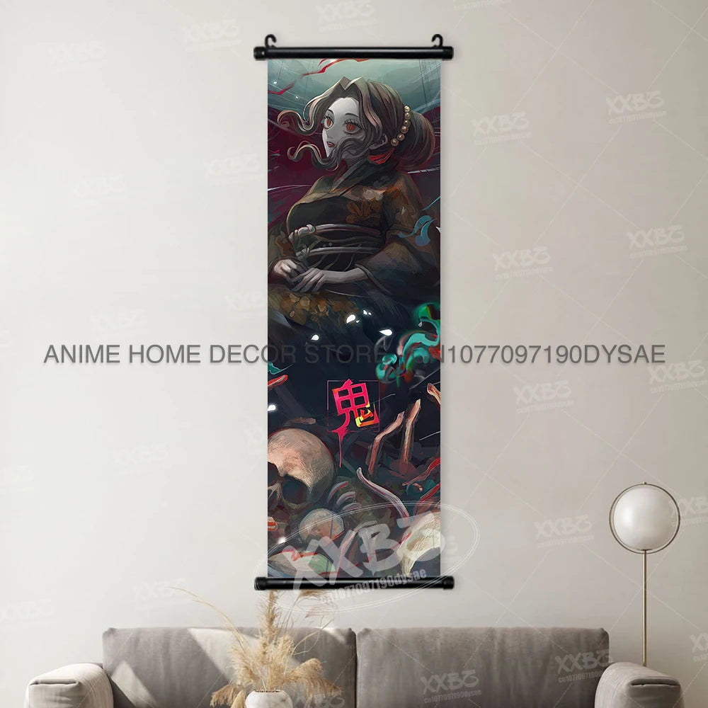 Demon Slayer Poster Kamado Tanjirou Scroll Picture Nezuko Hanging Painting Kanroji Mitsuri Wall Art Anime Uzui Tengen Home Decor