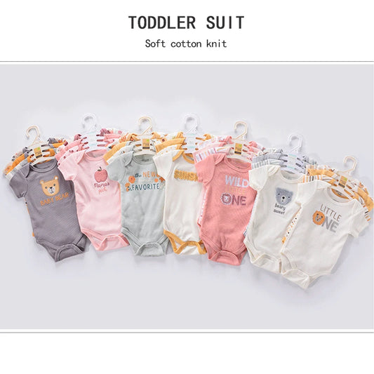 1/4Pcs Newborn Bodysuit Baby Short Sleeve  0-1Y