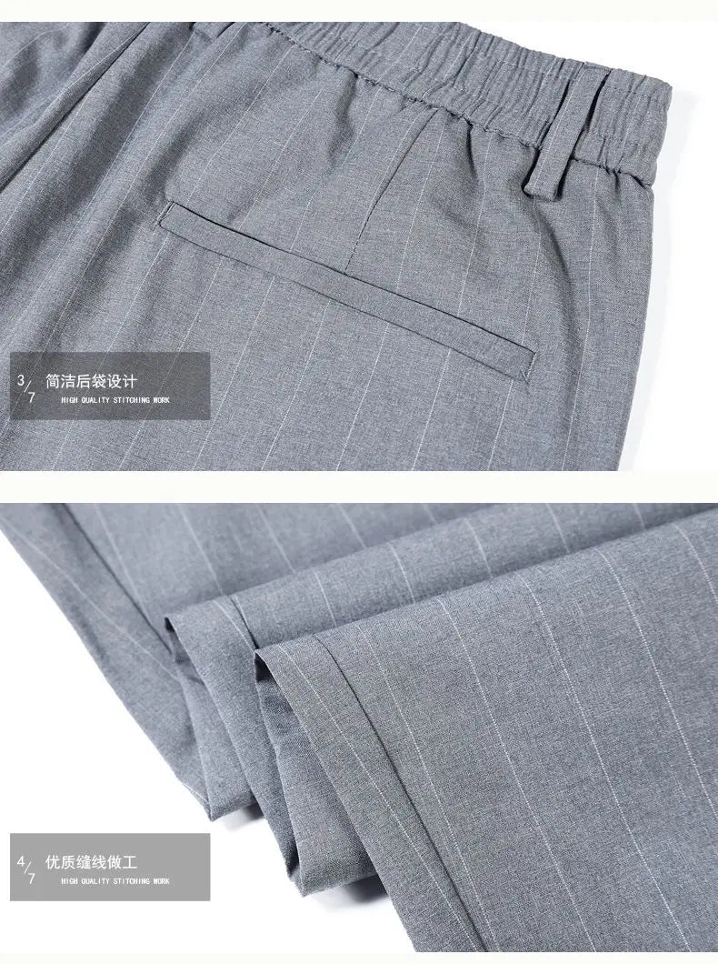 Spring Summer Men Thin Striped Business Suits Pants Streetwear