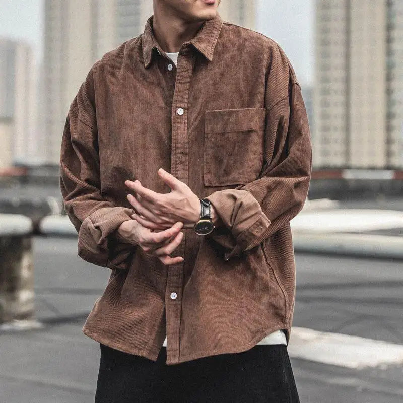 Corduroy Shirt Men's Work Clothes Spring Autumn Long-sleeved Jacket
