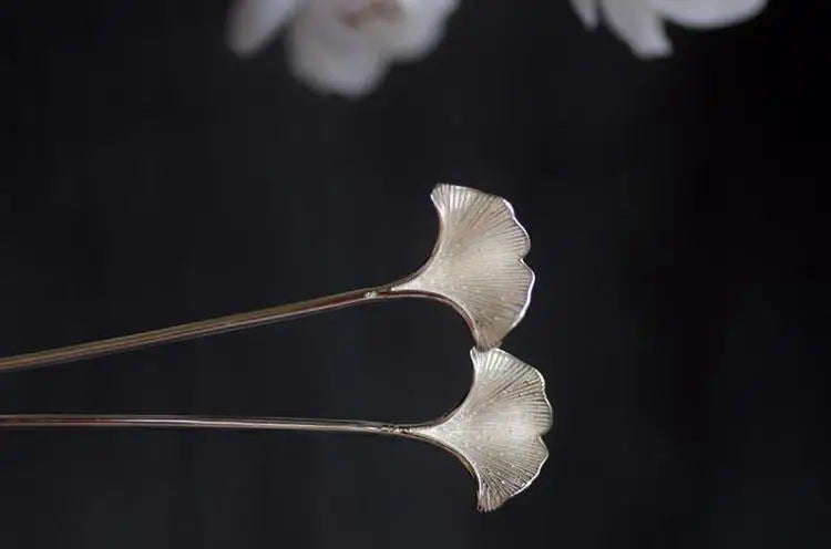 Designer original new in jewelry for women antique apricot leaf hairpin 925 silver