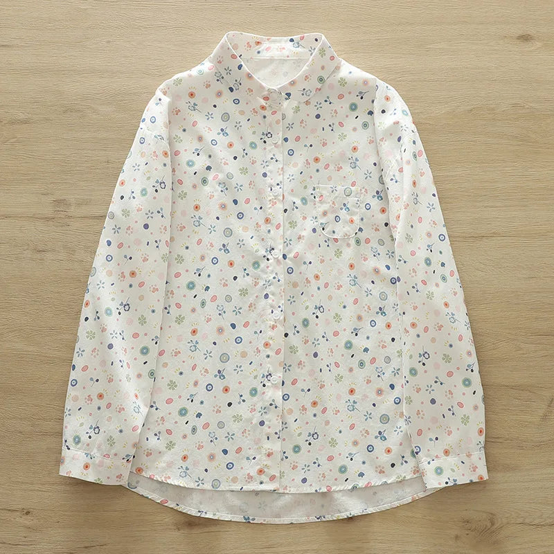 Printed Shirts Cotton Casual Blouses and Tops