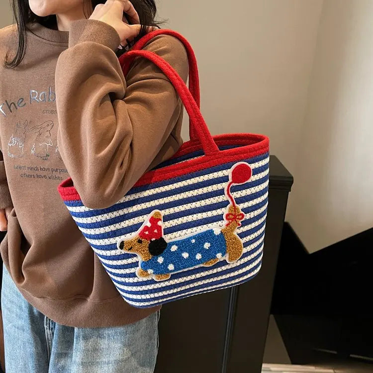 Cartoon Small Basket Bag for Girls Children Outdoor Picnic Single oulder