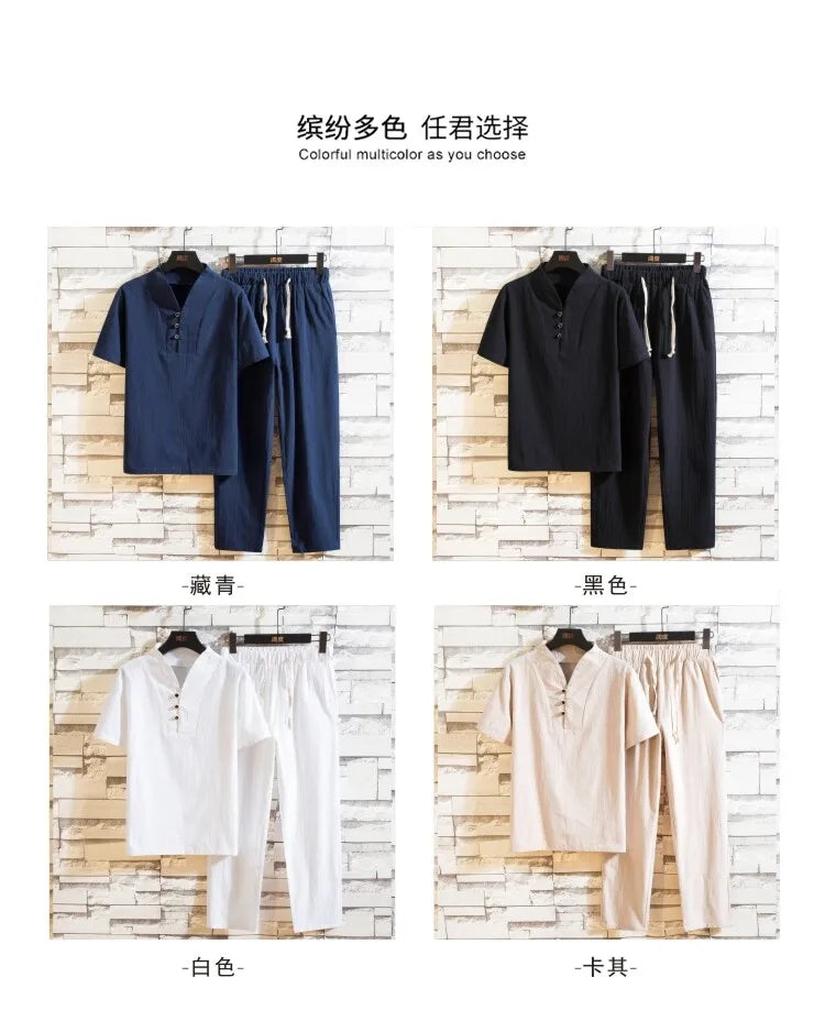 men's casual shirts (Shirt + trousers) 2025 summer men shirt