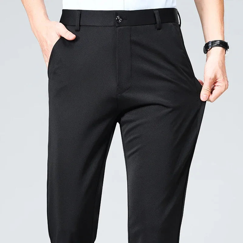 Men Suit Pants Light Thin Elastic Slim Fit Dress Pants Business