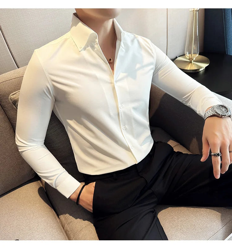 Autumn Long Sleeve Camisas Business Fashion Shirt Male Solid British Style