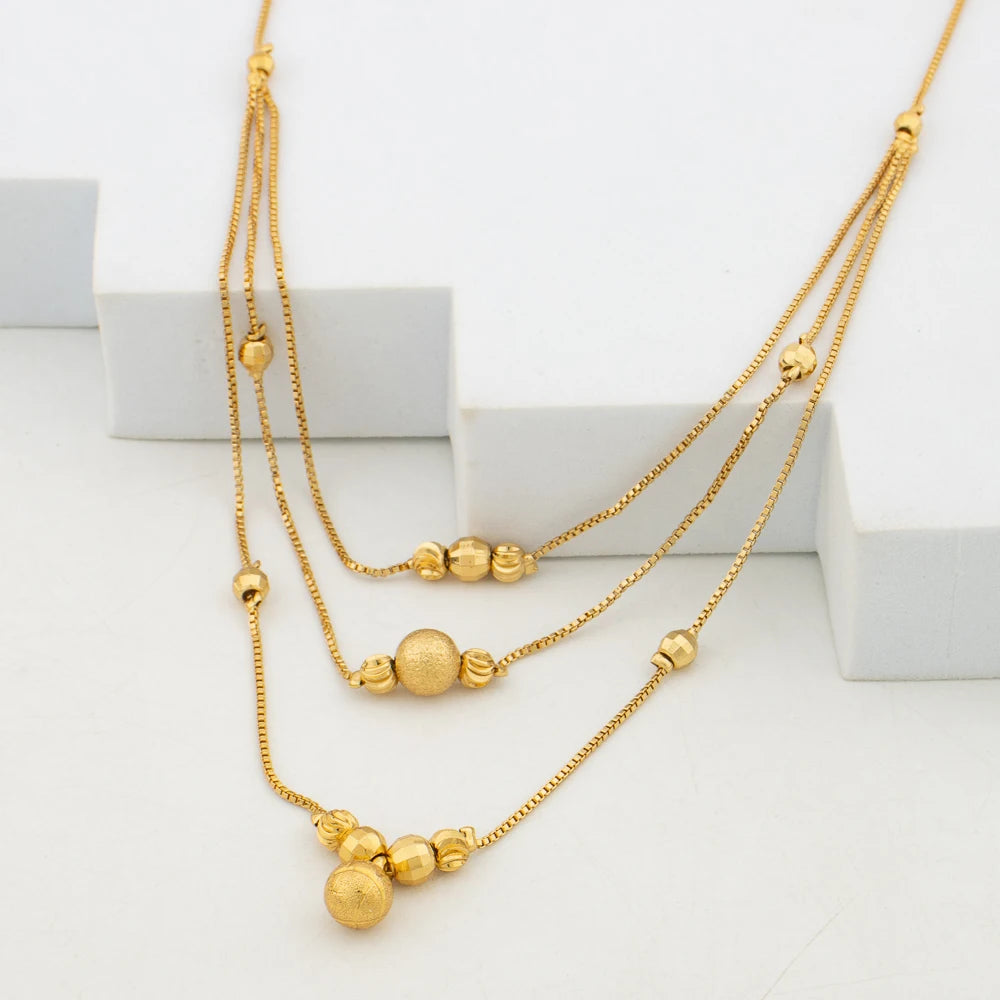 African Fashion Sets Luxury Dubai Jewelry Round Bead Stud Earrings Pendant Necklace