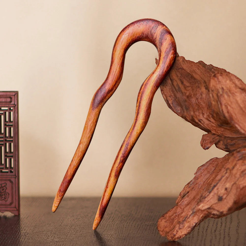 Women Hair Jewelry Accessories Wood Hand Carved Stick Hair Clips