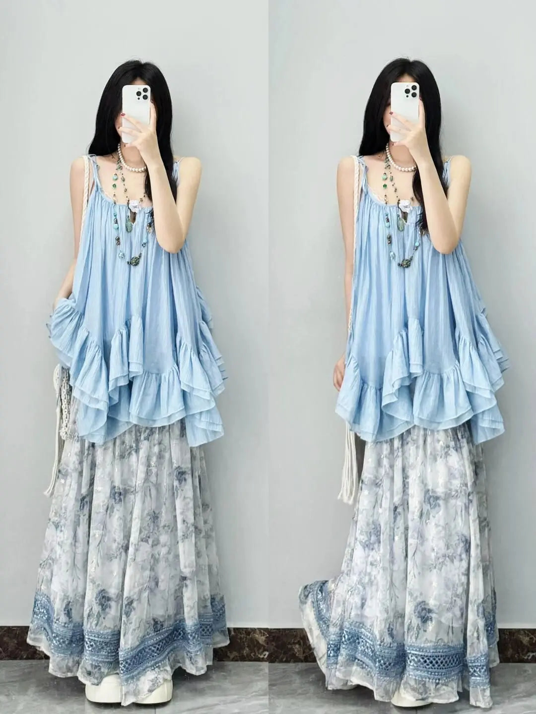 Tops Sleeveless Solid Vest Irregular Ruffles Loose Camis