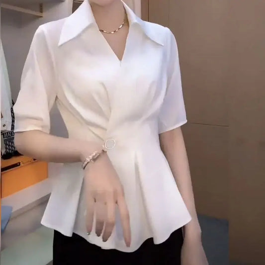 Summer Turn-down Collar Spliced Shirt