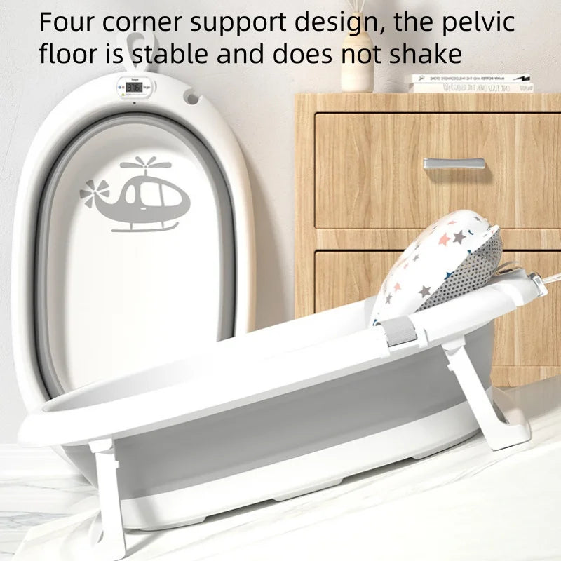 Baby digital temperature sensitive bath tub for baby sitting and lying