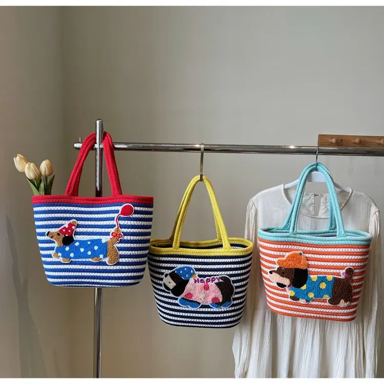 Cartoon Small Basket Bag for Girls Children Outdoor Picnic Single oulder