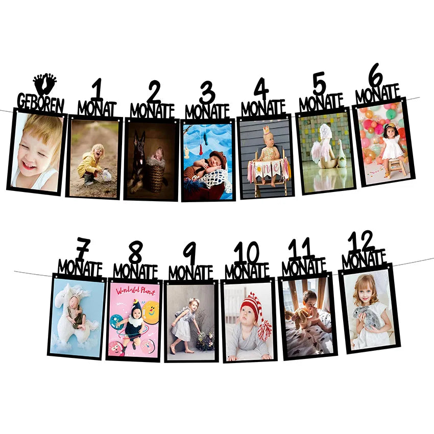 Baby 1st Birthday 12 Months Photo Frame Banner