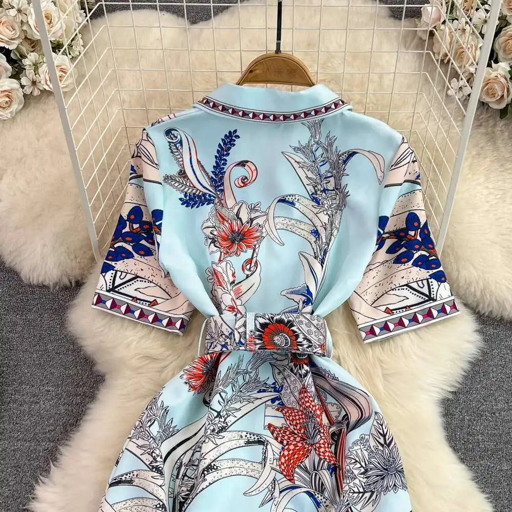 Short Sleeve Floral Print Sheath Bodycon Pencil Short Dress Shirt