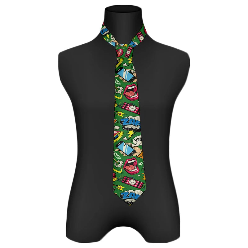 Cartoon printed tie men's casual fashion