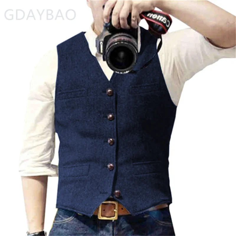 Sleeveless Men Vest Retro Waistcoat Men's Coats Man Coat Male