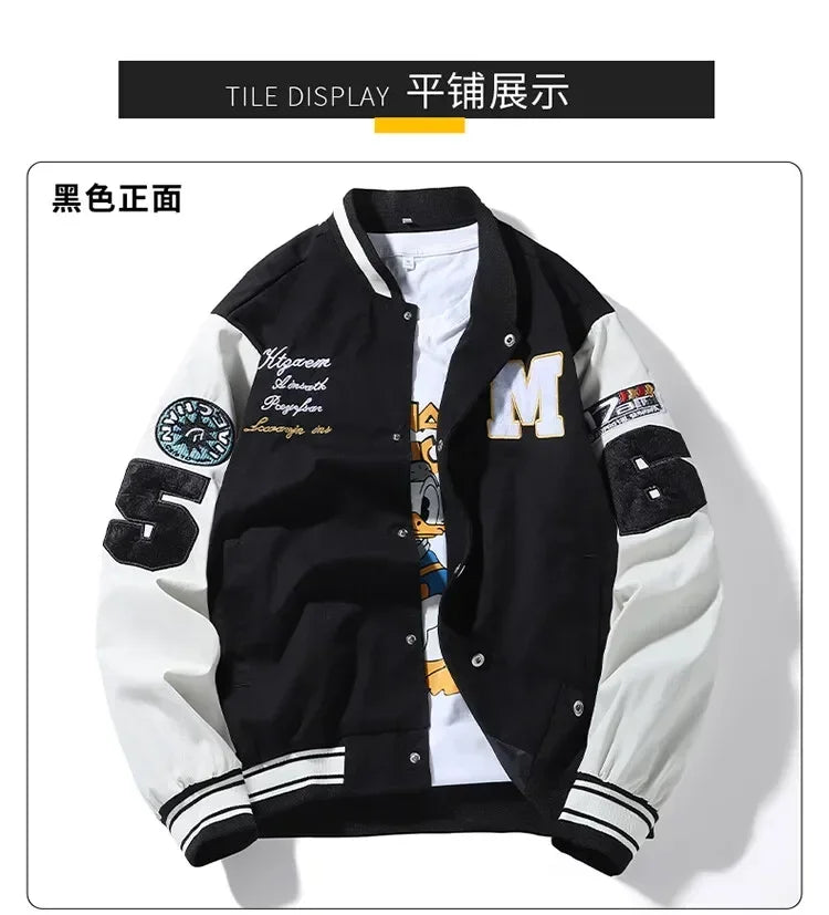 Mens Clothes Loose Fashion Baseball Uniform Outdoor Biker Travel Coat