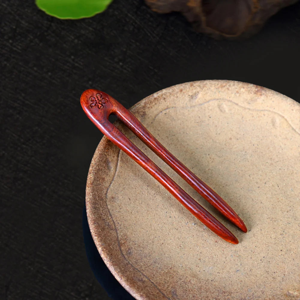 Women Hair Jewelry Accessories Wood Hand Carved Stick Hair Clips