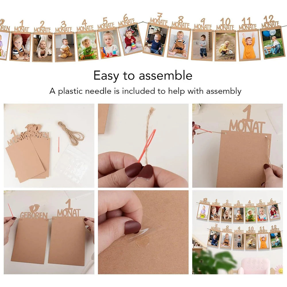 Baby 1st Birthday 12 Months Photo Frame Banner