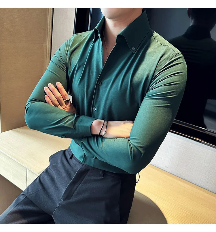 Autumn Long Sleeve Camisas Business Fashion Shirt Male Solid British Style